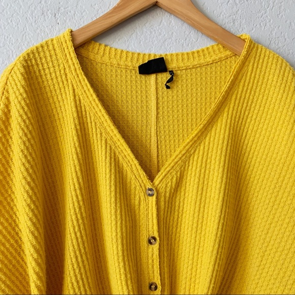 UO Out From Under Jojo Waffle Knit Yellow Thermal - Picture 3 of 10
